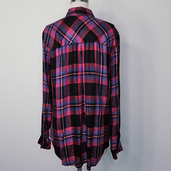 Rails Hunter Plaid Flannel Shirt in Black Coral Teal Size Large - Picture 8 of 16